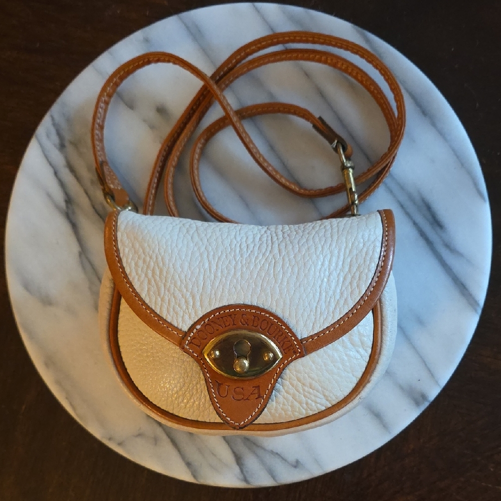 Dooney & Bourke Tiny Cream and Tan Leather Crossbody/belt Bag 💖